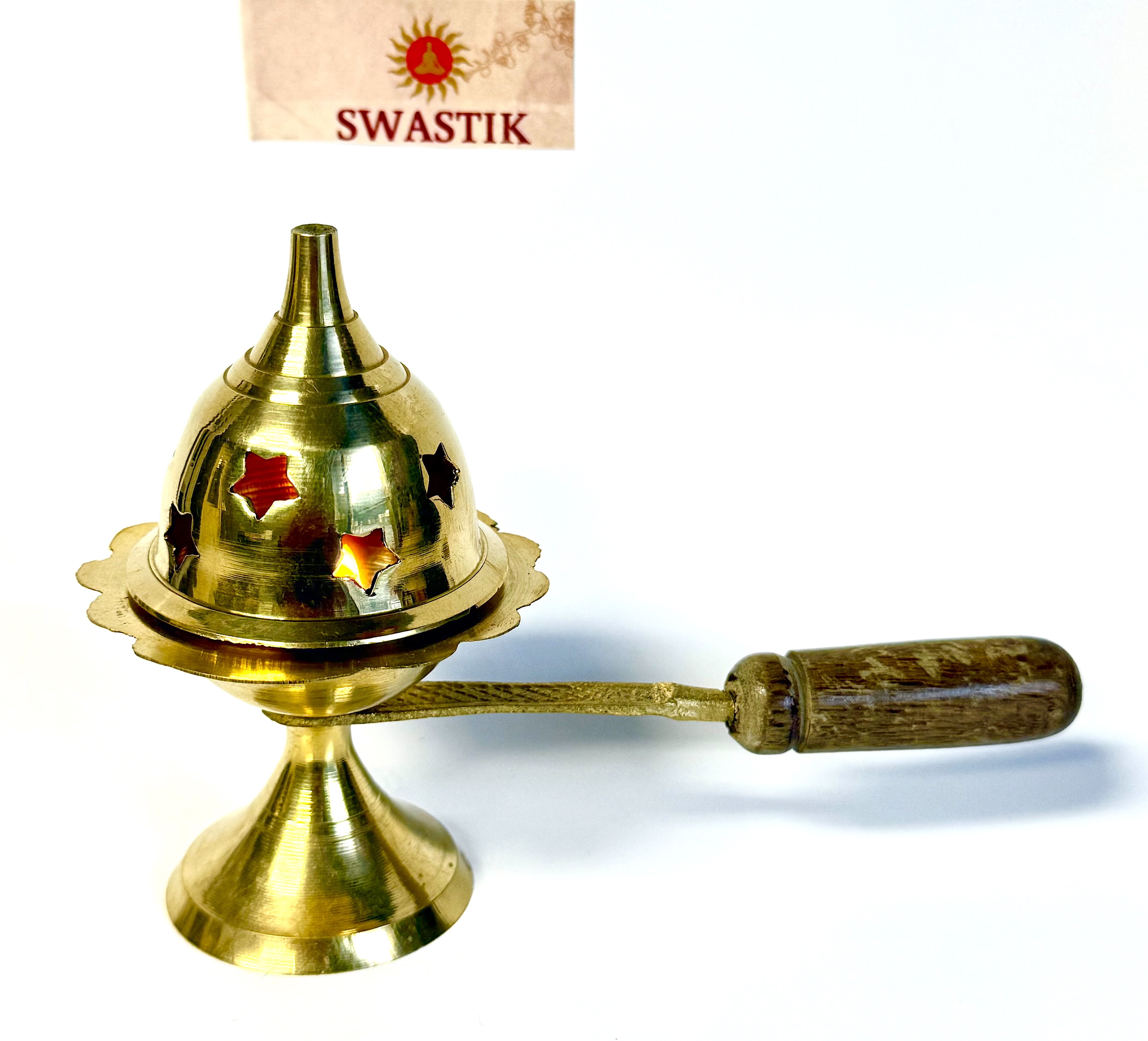 Swastik Gold Toned Brass Diya Set (Religious Ceremony Set) Swastik Gold Toned Brass Diya Set (Religious Ceremony Set)