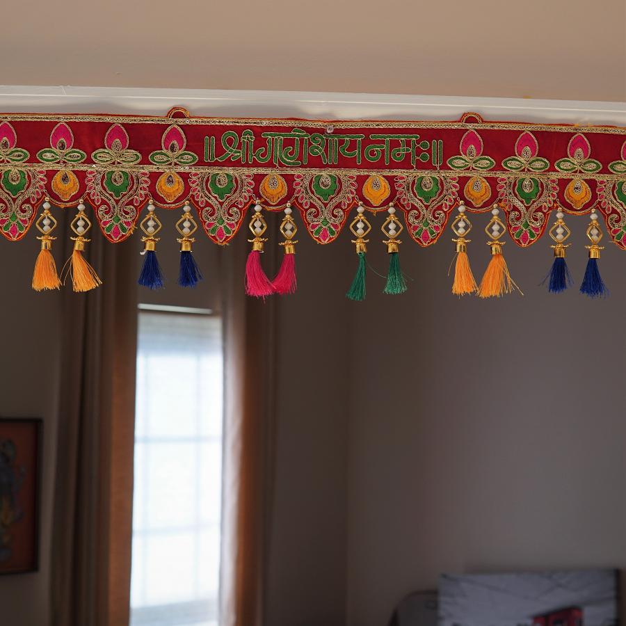 Embroderied Ganesha Door Toran Bandhanwar w/ Silk Tassels - 36 Inches