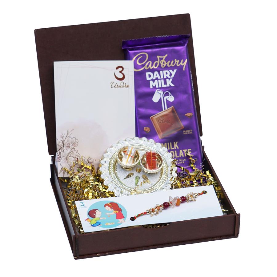UtsaWe GIFT HAMPER - Elegant stone Rakhi With Handcrafted Ornaments UtsaWe GIFT HAMPER - Elegant stone Rakhi With Handcrafted Ornaments