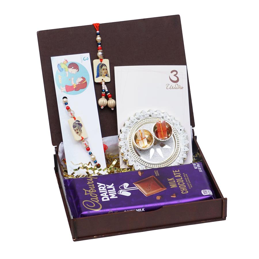 UtsaWe GIFT HAMPER - King-Queen Lumba Rakhi With Antique Beads UtsaWe GIFT HAMPER - King-Queen Lumba Rakhi With Antique Beads