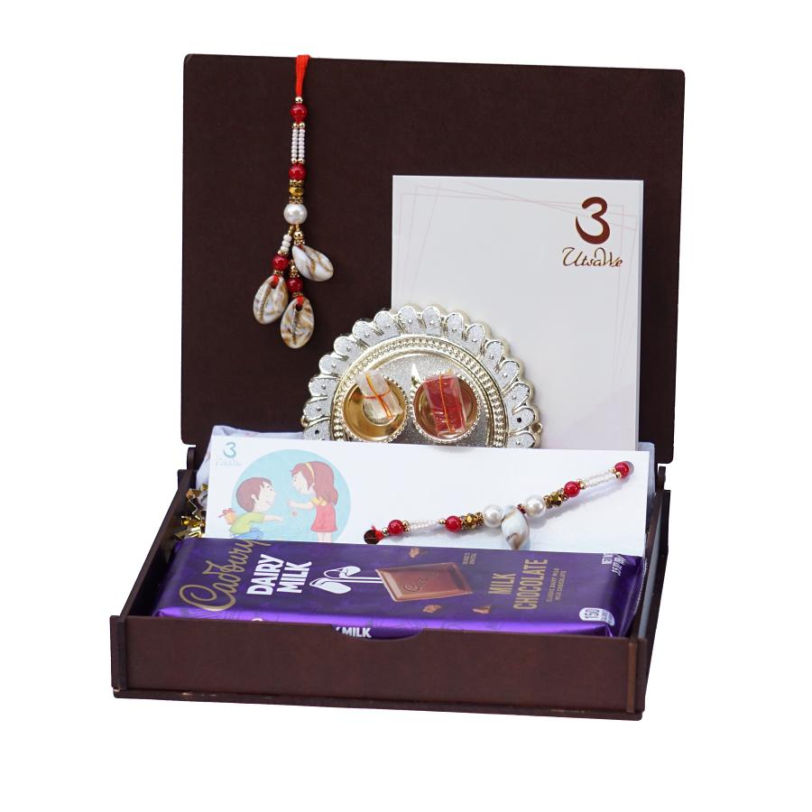 GIFT HAMPER - Attractive Lumba Rakhi Made With Sea Shalls & Beads