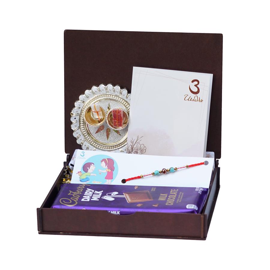 UtsaWe GIFT HAMPER - Turquoise Semi Precious Stone Round Beads Rakhi UtsaWe GIFT HAMPER - Turquoise Semi Precious Stone Round Beads Rakhi
