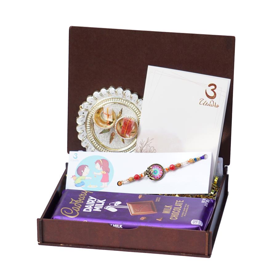 UtsaWe GIFT HAMPER - Colorful Rajwadi Rakhi With Beautiful Beads UtsaWe GIFT HAMPER - Colorful Rajwadi Rakhi With Beautiful Beads