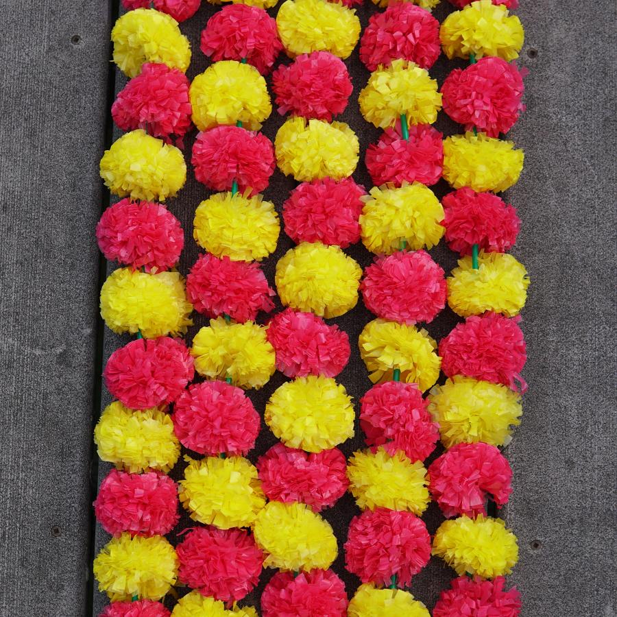 5 PC - 4.5 feet Pink Yellow Marigold Garland for Party Decoration 5 PC - 4.5 feet Pink Yellow Marigold Garland for Party Decoration