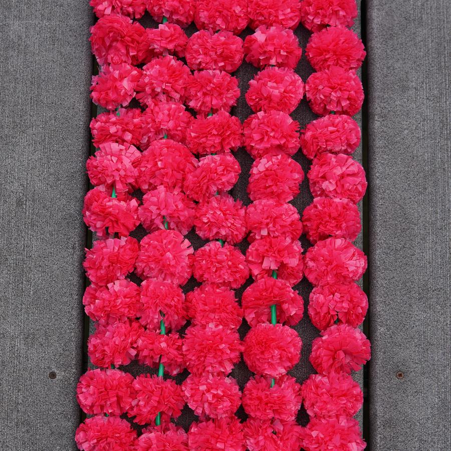 5 PC - 4.5 feet dark pink Marigold Garland for Party Decoration 5 PC - 4.5 feet dark pink Marigold Garland for Party Decoration