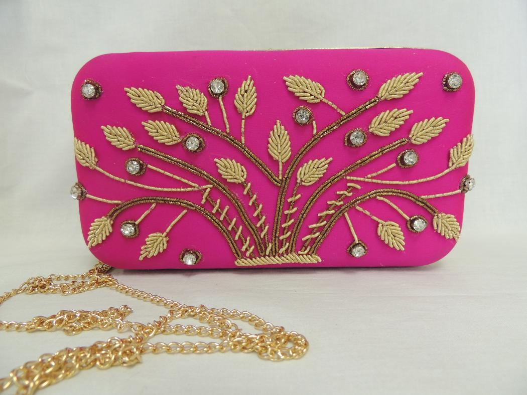 Stunning Magenta Floral Design Purse Clutch 28877 Buy Handmade