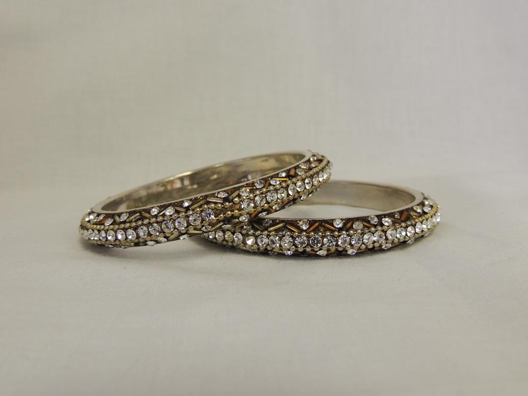 Vernon of Death - Shiny Stone Accented Bangles Bracelet (set of 2) Vernon of Death - Shiny Stone Accented Bangles Bracelet (set of 2)