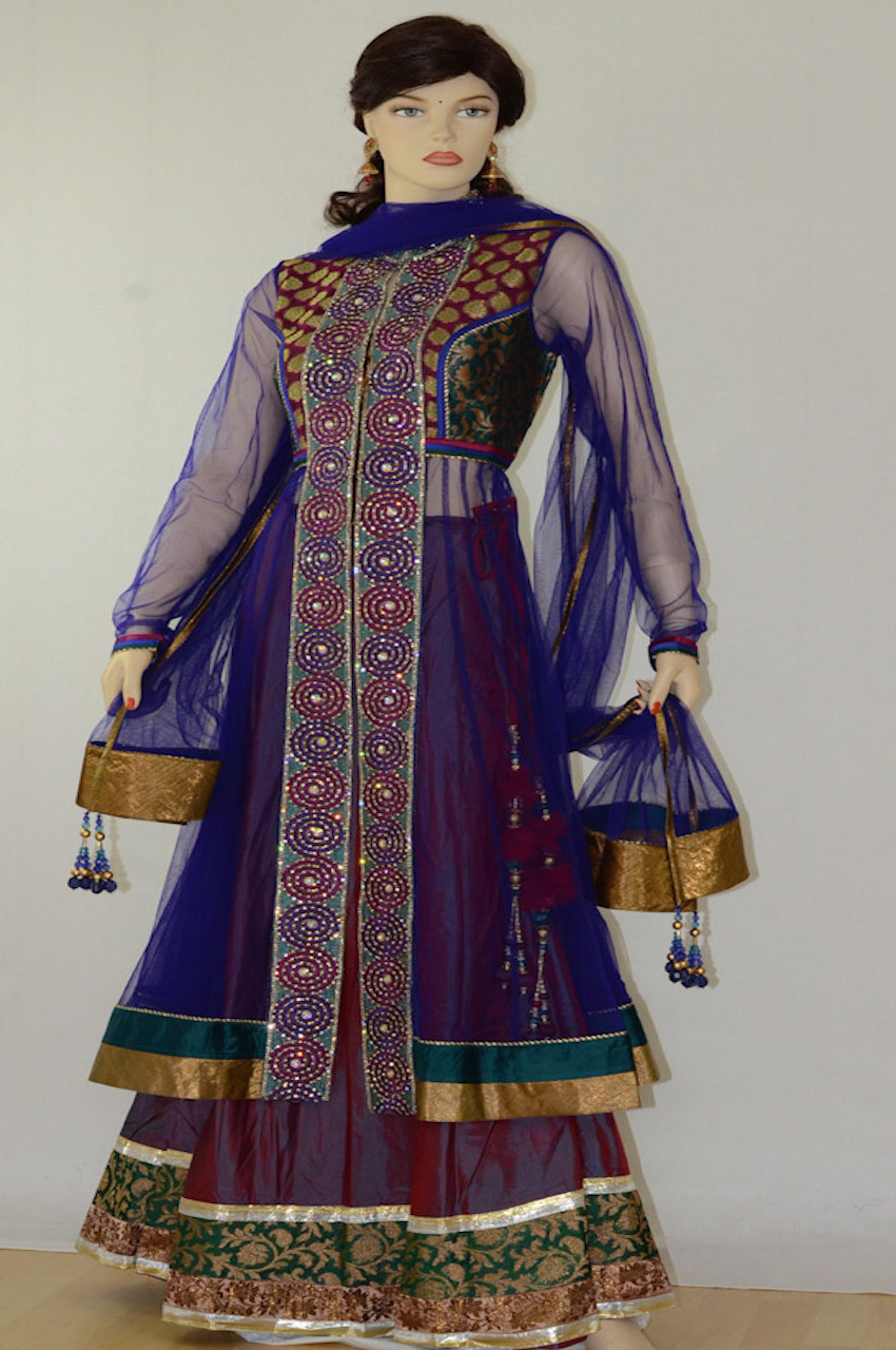 blue net lehenga choli with dupatta