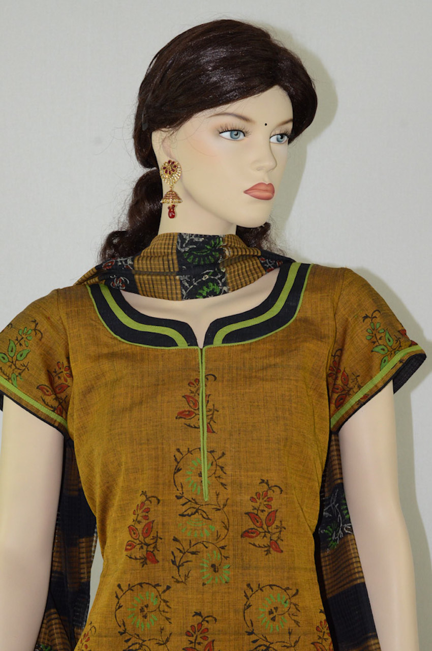 Brown & Black Multicolor Self Printed Cotton Readymade Salwar Kameez Suit Brown & Black Multicolor Self Printed Cotton Readymade Salwar Kameez Suit