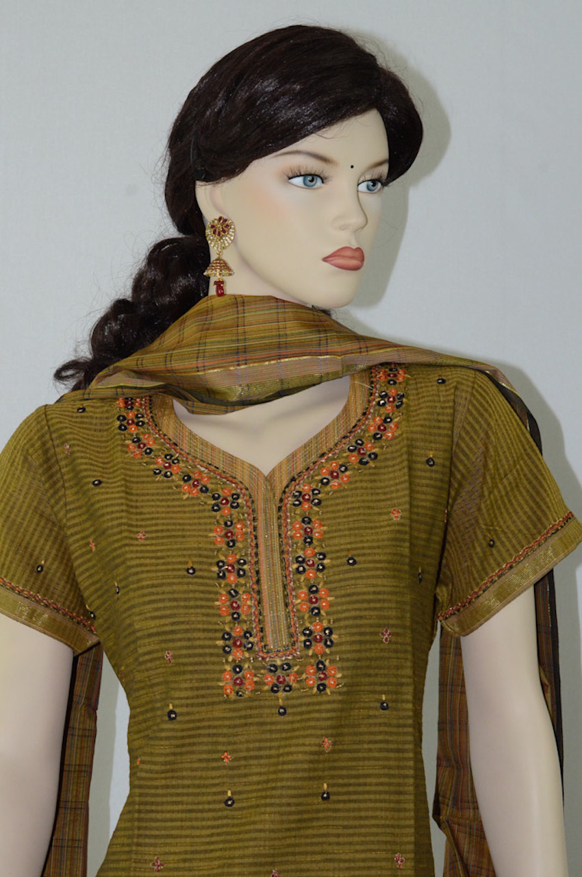 Contrast Pista & Multicolor Cotton Readymade Salwar Kameez Suit Contrast Pista & Multicolor Cotton Readymade Salwar Kameez Suit