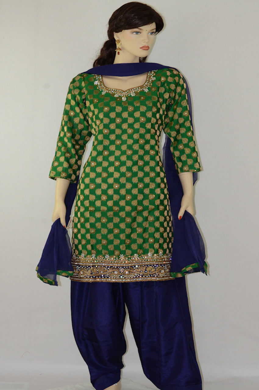 Dark Green & Navy Blue Multicolor Readymade Patiala Suit Dark Green & Navy Blue Multicolor Readymade Patiala Suit