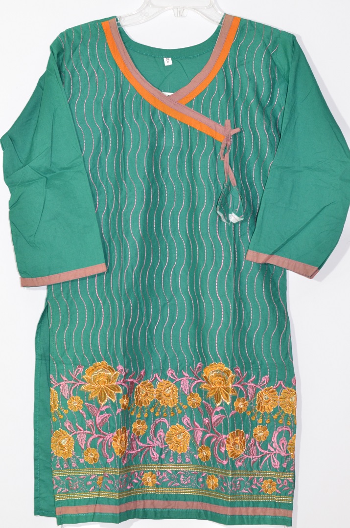 Green Embroidery Cotton Kurti Size 34/36