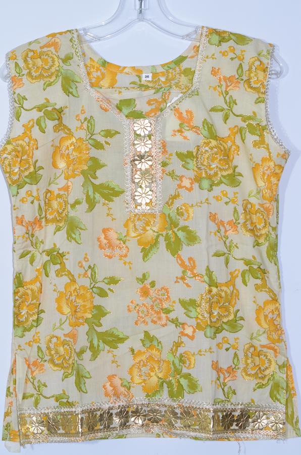 Multi Colour Cotton Short Kurti Size 36/38