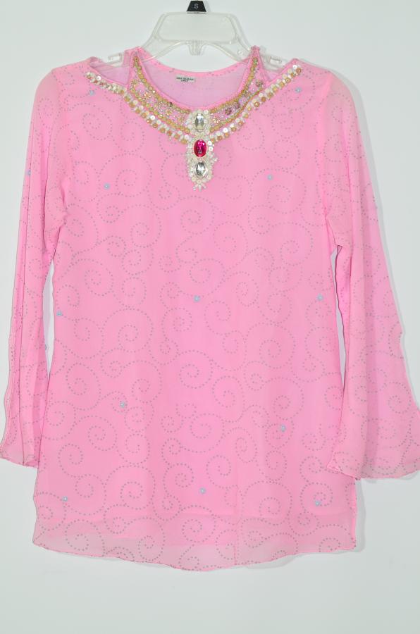 Pink Chiffon Kurti w/ Self Print Size 36/38