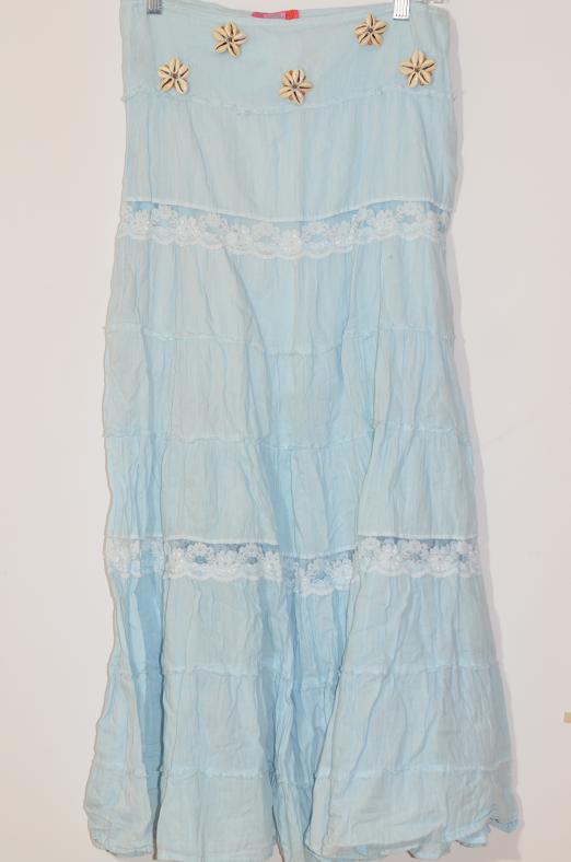 Light Blue Voil Crushed Skirt With Shells Size 30