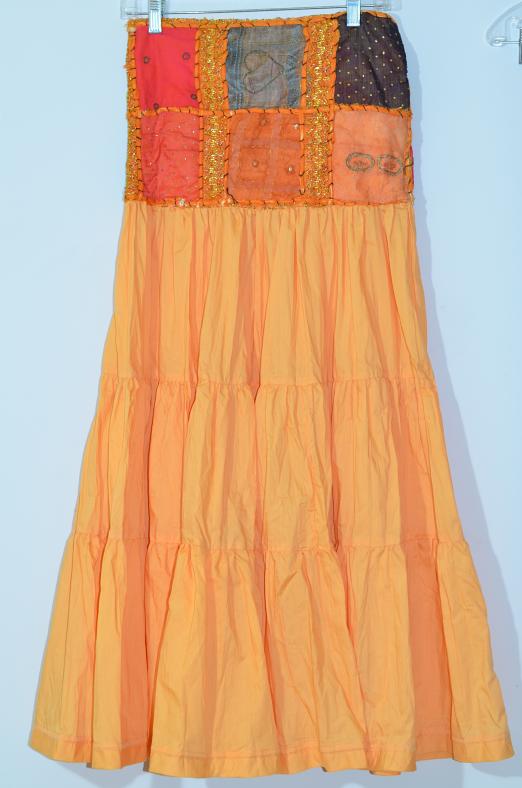 Multi Color Orange Voil Crushed Skirt Size 30