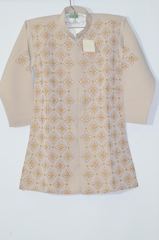 Light Brown Polyster Shervani w/ Churidar Pants for 6 Yr Boys