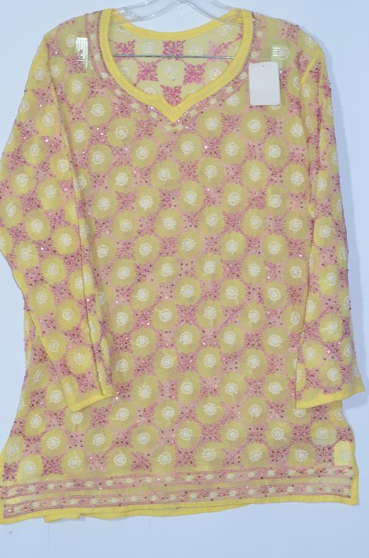 Yellow cotton Chikankari kurti Size 38
