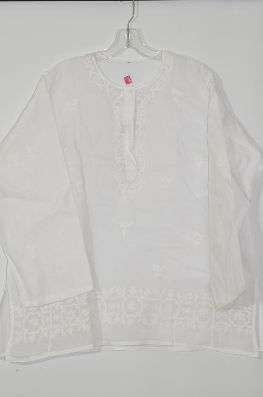 White Color Cotton Plus Size Kurti Tunic ( 3XL 48 )