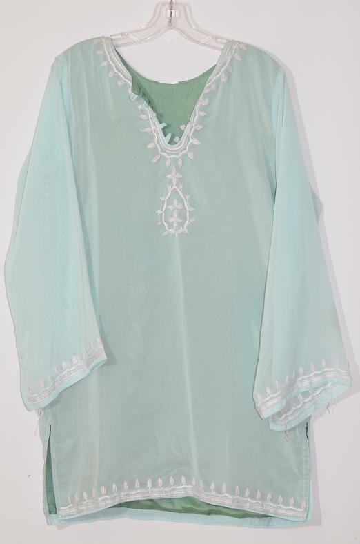 Acqua Blue Color Georgette Kurti W/ Inner Lining ( M 40 )
