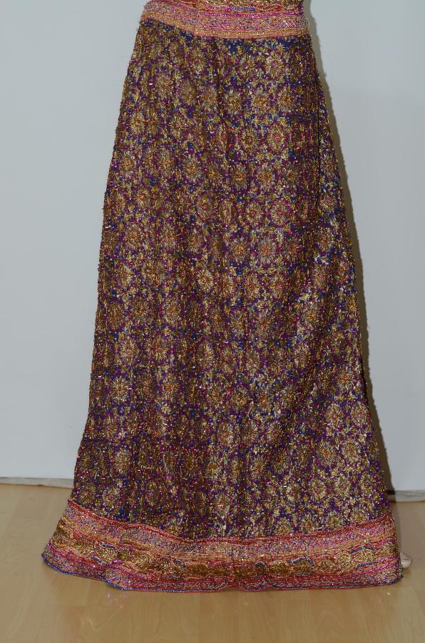 Purlple & Gold Multi Full Work Lehanga Side Zip w/ Blouse & Stole Purlple & Gold Multi Full Work Lehanga Side Zip w/ Blouse & Stole