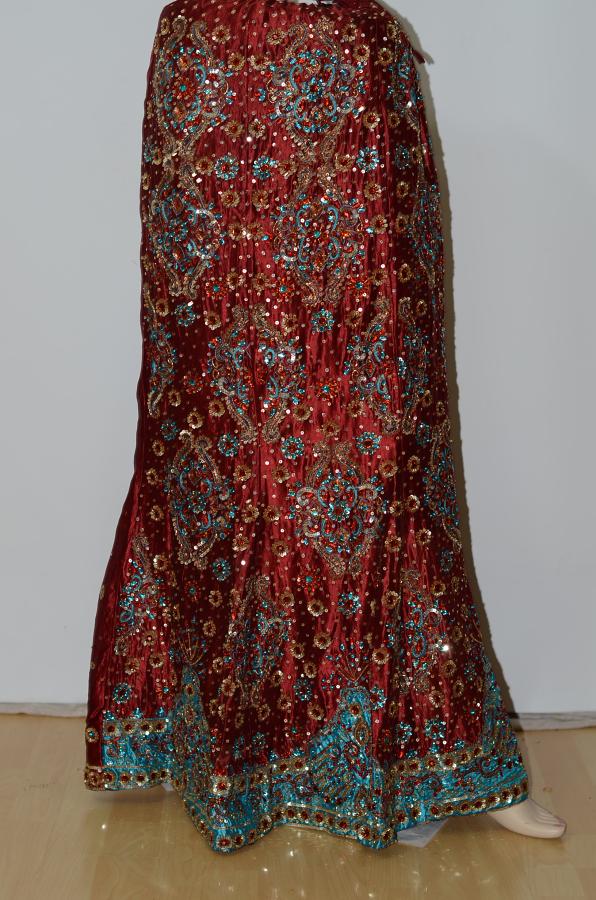 Maroon Chanderi Silk Lehanga Strins To Pull w/ Blouse & Stole Maroon Chanderi Silk Lehanga Strins To Pull w/ Blouse & Stole