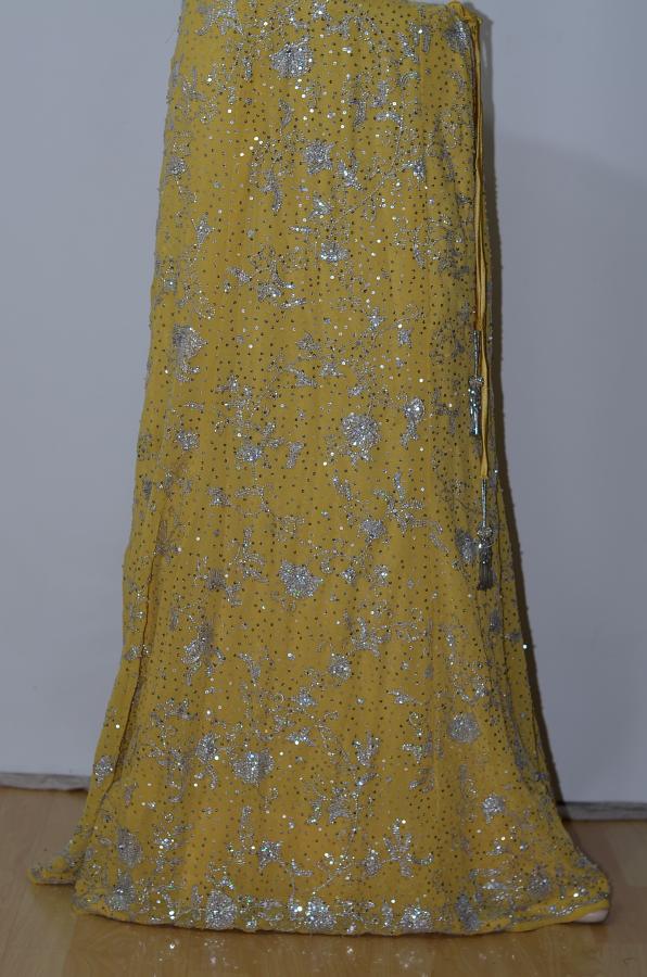 Yellow Georgette Lehanga w/ Unstiched Blouse w/ Inner Lining & Stole Yellow Georgette Lehanga w/ Unstiched Blouse w/ Inner Lining & Stole