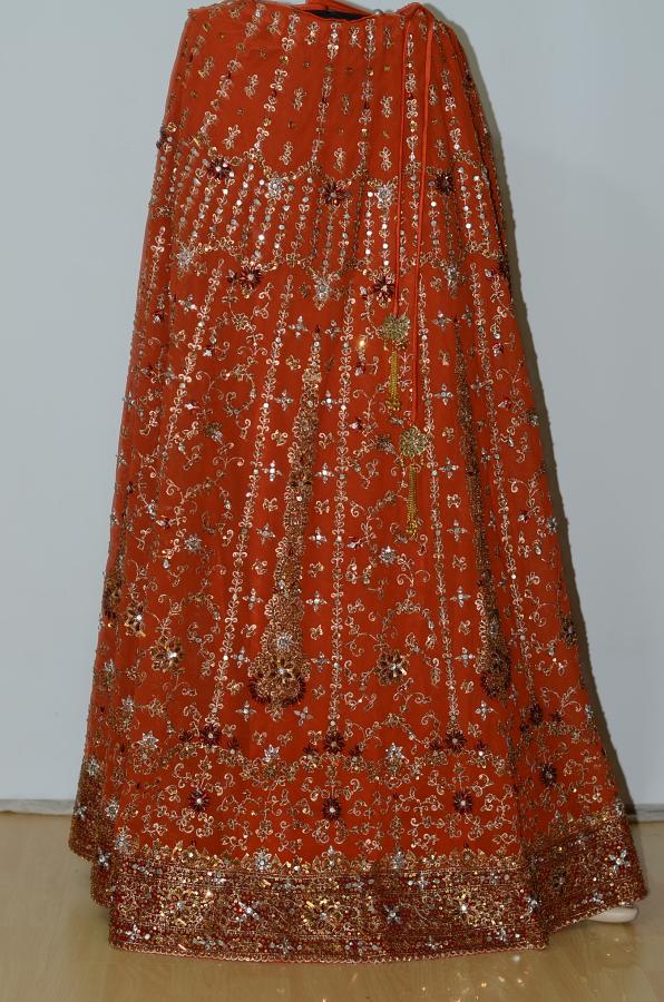 Orange Georgette Lehanga w/ Unstiched Embellished Choli