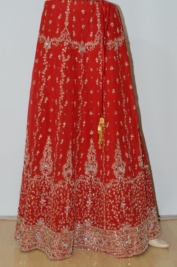 Red Georgette Lehanga Blouse Unstiched w/ Inner Lining Work On Neck & Hands w/ Stole Red Georgette Lehanga Blouse Unstiched w/ Inner Lining Work On Neck & Hands w/ Stole