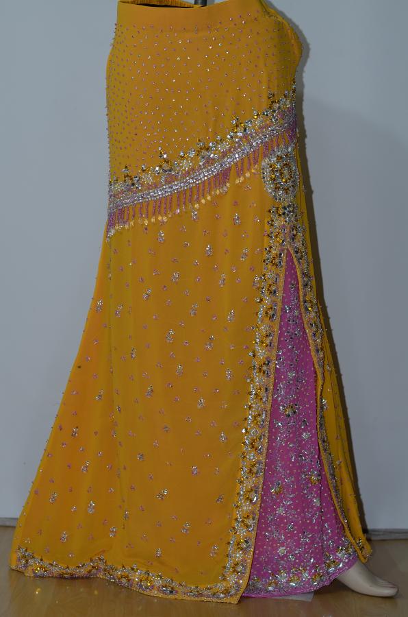 Yellow & Pink Georgette Lehanga w/  Blouse & Stole
