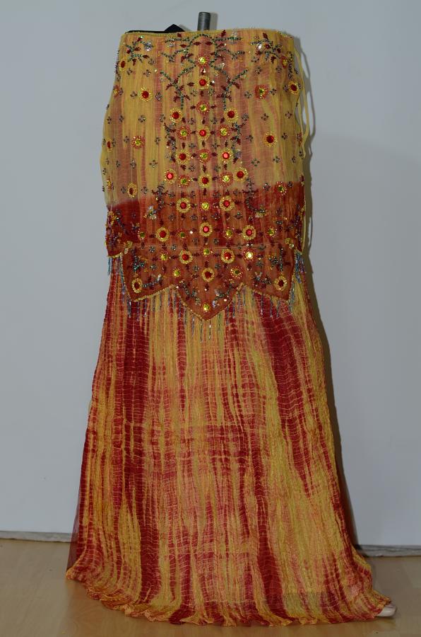 Yellow & Orange Mixed Crushed Material Light Weight Lehanga w/ Blouse & Stole Yellow & Orange Mixed Crushed Material Light Weight Lehanga w/ Blouse & Stole