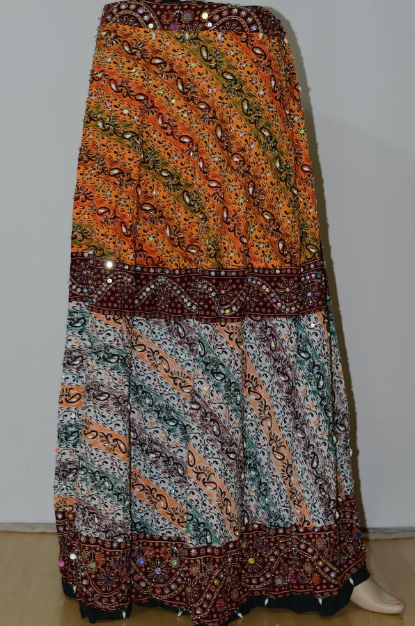 Orange & White Cotton Lehanga w/ Choli & Stole