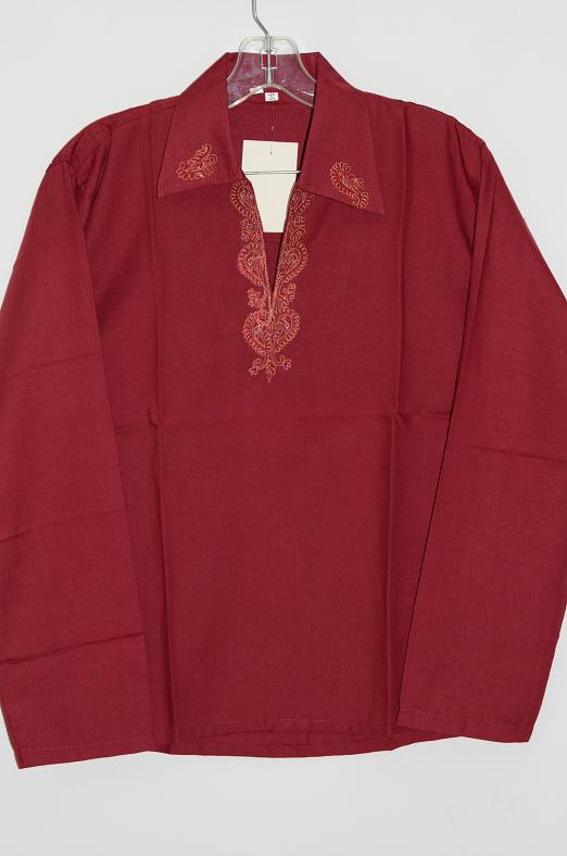Maroon Polyster Short Ladies Kurta w/ Full Sleeves S/XL/2XL