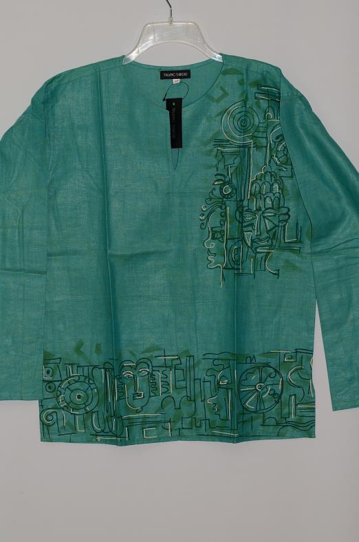Green Color Cotton Short Kurta w/ Full Sleeves 42"