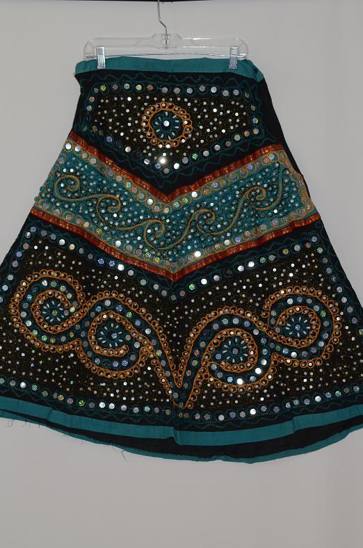 Girls Black & Mutli Garba Cotton Dress w/ Stole & Adjustable Blouse Girls Black & Mutli Garba Cotton Dress w/ Stole & Adjustable Blouse