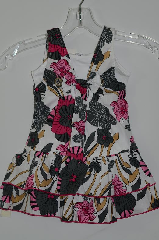 White Multi Color Dress for Kids / Girls