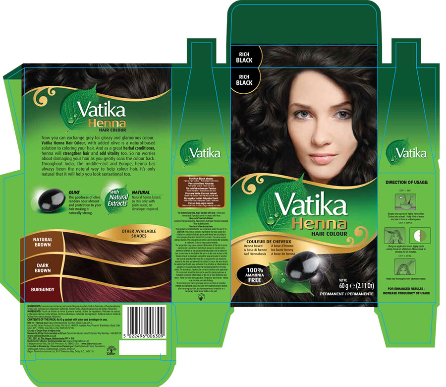 Dabur Vatika 100% Natural Henna Hair Color Kit - Rich Black #34737 | Buy  Dabur Vatika Online