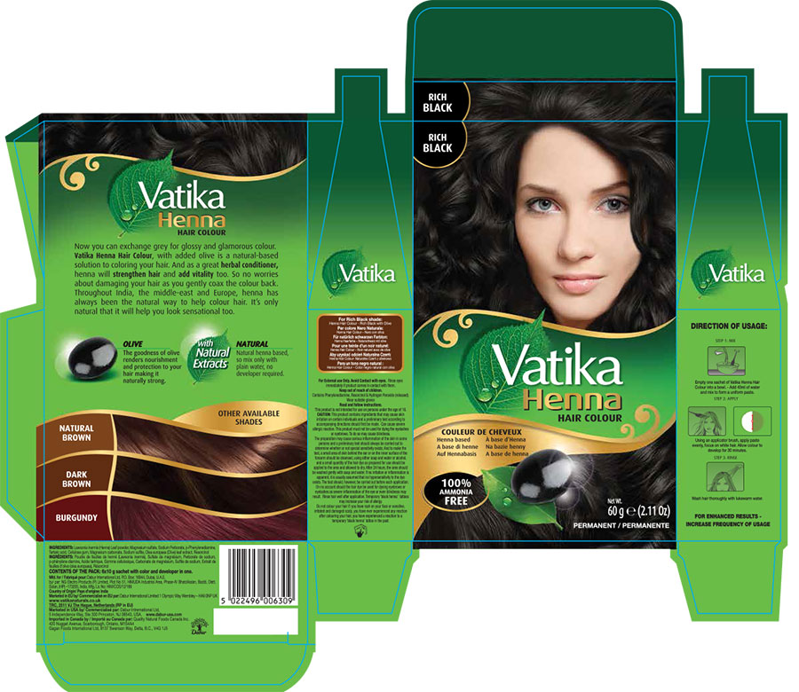 Dabur Vatika 100 Natural Henna Hair Color Creme Kit Rich Black