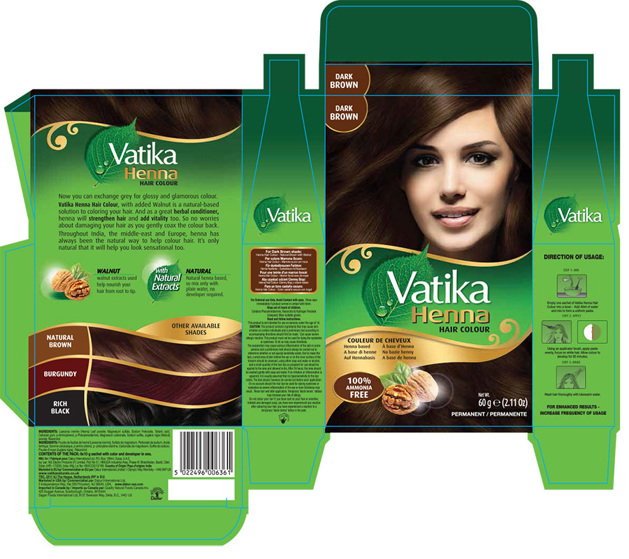 Dabur Vatika 100 Natural Henna Hair Color Creme Kit Dark Brown