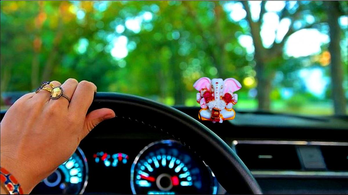 3" Big Ears Bald Ganesh Idol for Car Dashboard, Mandir or Gift 37034