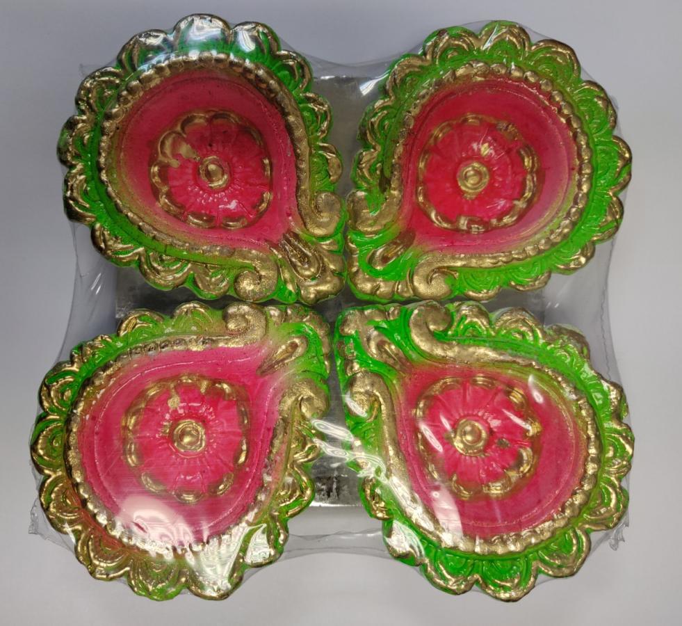 Festive & Colorful Fancy Clay Earthen Diya in Pink Green (18 Sets / 72 Pcs) Festive & Colorful Fancy Clay Earthen Diya in Pink Green (18 Sets / 72 Pcs)