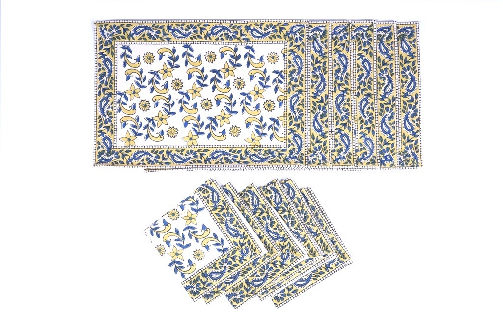 Ethnic Block Print Table Mats and Napkins Set