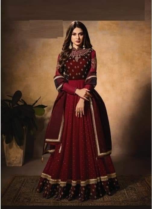 designer long gown with dupatta