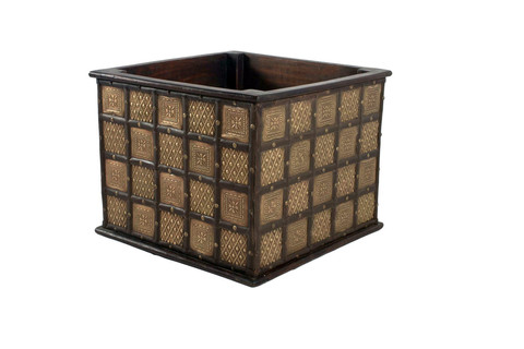 Handmade Embossed Wooden Brass Decorative Planter