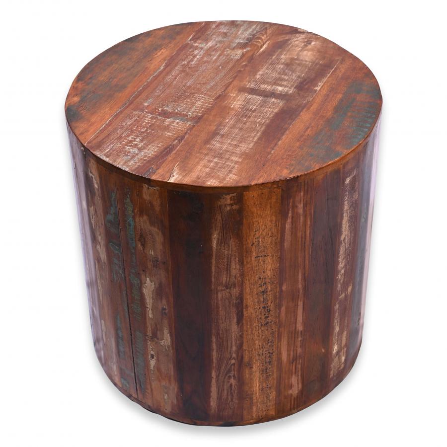 Artistic Handmade Reclaimed Wood Round Stool Side Table 18" Artistic Handmade Reclaimed Wood Round Stool Side Table 18"