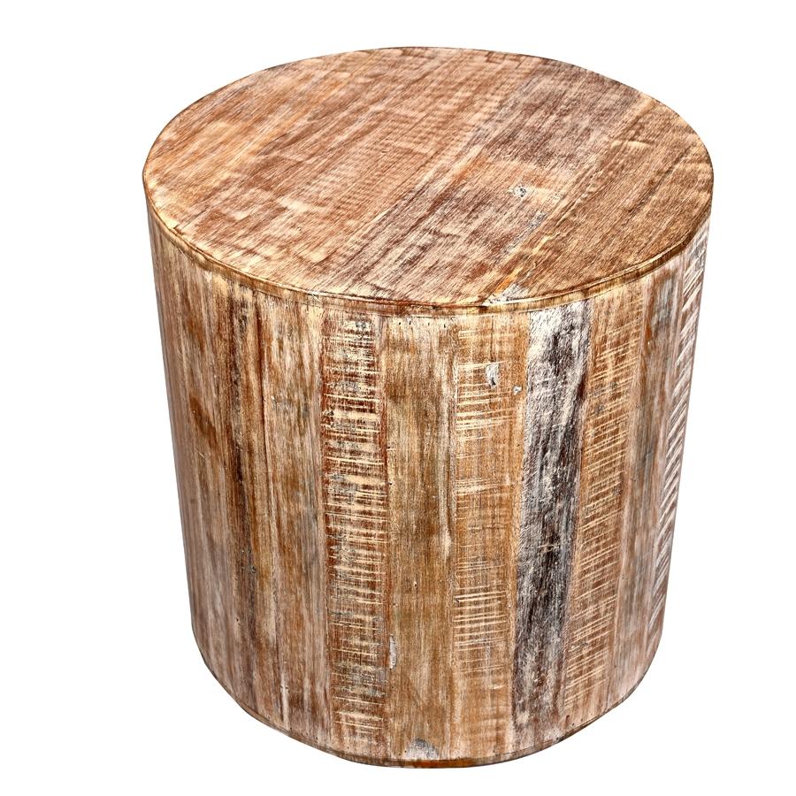 Distressed White Reclaimed Wood Antique Style Round Stool Side Table Distressed White Reclaimed Wood Antique Style Round Stool Side Table