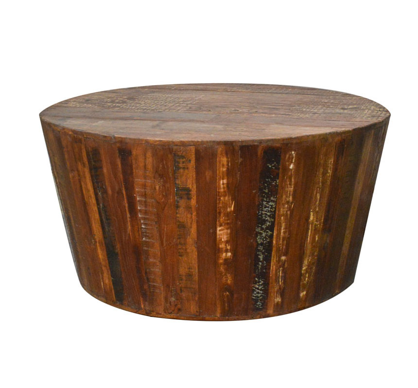 Reclaimed Tapered Barrel Shape 42" Rustic Wood Side Coffee Table Reclaimed Tapered Barrel Shape 42" Rustic Wood Side Coffee Table