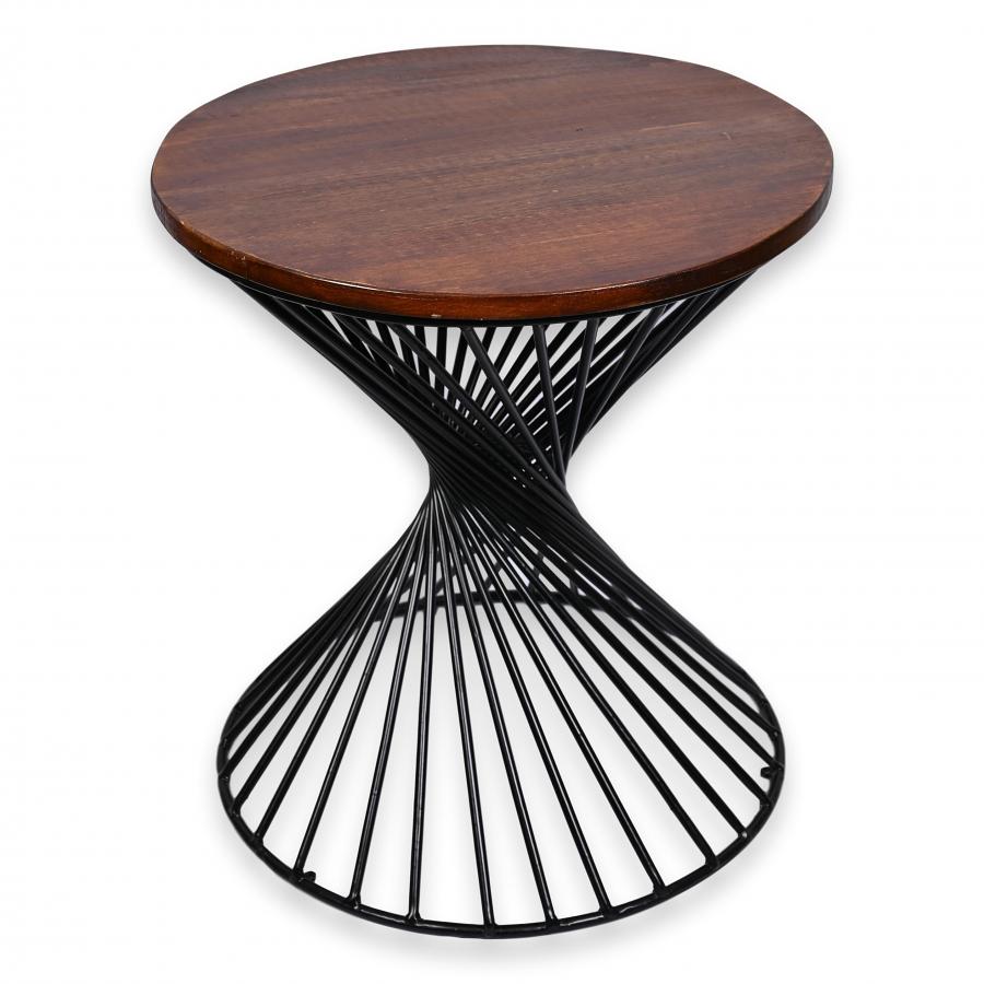 Round 20" Accent Table W/ Reclaimed Wood & Iron Base Round 20" Accent Table W/ Reclaimed Wood & Iron Base