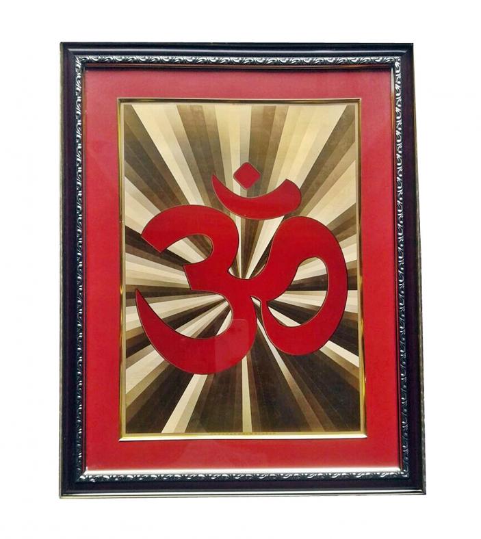 Gold Plated (24 Carat ) OM / AUM Symbol Wall Picture 18" Frame