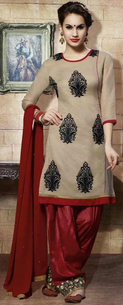 red punjabi patiala suit